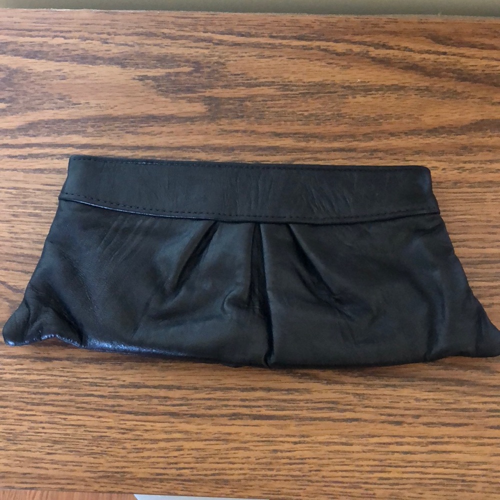 Lauren Merkin Black Leather Clutch NEW